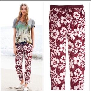 J. Crew Collection Sequin Hawaiian Tropical Print Pants Size 2 White Red